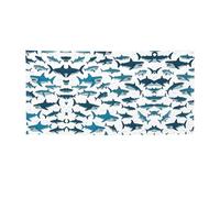 Motif requin avec différents gestes imprimés, bannière de fête polyvalente, décorations pour événements, Thanksgiving, fêtes d'anniversaire, etc