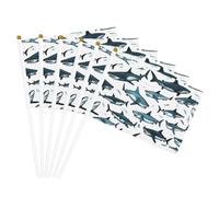 Motif requin avec différents gestes imprimés, drapeau à main, léger, fêtes, événements, décoration, défilé, activité sportive, assemblage facile
