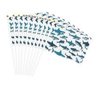 Motif requin avec différents gestes imprimés Drapeau à main léger pour festival, décoration intérieure ou extérieure