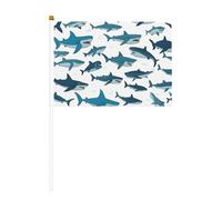 Motif requin avec différents gestes imprimés Drapeau à main léger pour festival, décoration intérieure ou extérieure