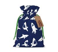Motif requin avec différents gestes imprimés sacs à cordon de serrage, sacs à goûter, sacs de rangement pour emballage cadeau, décorations de fête