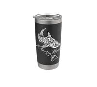 Motif requin tribal hawaïen île polynésienne Gobelet isotherme en acier inoxydable double paroi