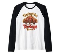 Motif rétro de Thanksgiving Turkeys Forever Manche Raglan
