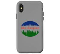 Motif rétro de Vacances Nature du lac Champlain Coque pour iPhone X/XS