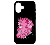 Motif rétro de Valentine Love Lightning Bolt Disco Hearts Y2K Coque pour iPhone 16