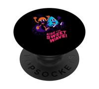 Motif rétro en Forme de Fruit de Surf au néon Ride The Sweet Wave PopSockets PopGrip Adhésif