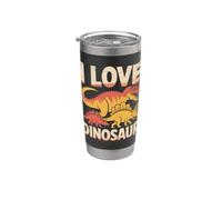 Motif rétro I Love Dinosaure Gobelet isotherme en acier inoxydable double paroi