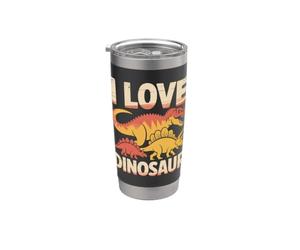Motif rétro I Love Dinosaure Gobelet isotherme en acier inoxydable double paroi