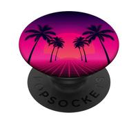 Motif rétro Palmier Coucher de Soleil Tropical Horizon PopSockets PopGrip Adhésif