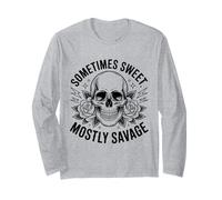 Motif rétro Rose et crâne « Sometimes Sweet Mostly Savage » Manche Longue