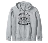 Motif rétro Rose et crâne « Sometimes Sweet Mostly Savage » Sweat à Capuche