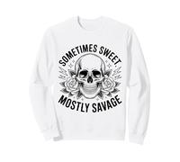 Motif rétro Rose et crâne « Sometimes Sweet Mostly Savage » Sweatshirt