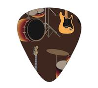 Motif rock de batterie rétro,Lot de 12 médiators de guitare, 3 épaisseurs différentes pour guitare acoustique, basse, ukulélé