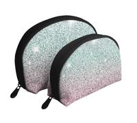 Motif Rose Brillant, Trousse de Maquillage Coquille Femme Petit Porte-Monnaie Trousse de Toilette Trousse à cosmétiques 2 pièces