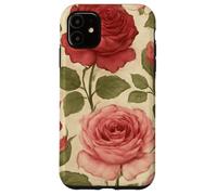 Motif Rose Rouge Vintage avec Motif Floral Coque pour iPhone 11