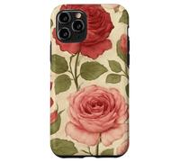 Motif Rose Rouge Vintage avec Motif Floral Coque pour iPhone 11 Pro