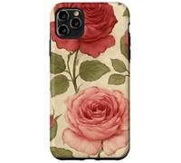 Motif Rose Rouge Vintage avec Motif Floral Coque pour iPhone 11 Pro Max