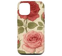 Motif Rose Rouge Vintage avec Motif Floral Coque pour iPhone 12/12 Pro