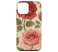 Motif Rose Rouge Vintage avec Motif Floral Coque pour iPhone 12 Mini