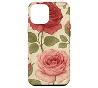 Motif Rose Rouge Vintage avec Motif Floral Coque pour iPhone 12 Pro Max