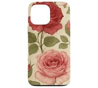 Motif Rose Rouge Vintage avec Motif Floral Coque pour iPhone 13 Pro Max