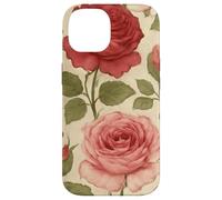 Motif Rose Rouge Vintage avec Motif Floral Coque pour iPhone 14