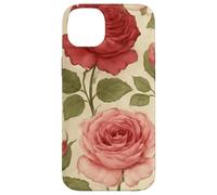 Motif Rose Rouge Vintage avec Motif Floral Coque pour iPhone 14 Plus