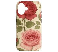Motif Rose Rouge Vintage avec Motif Floral Coque pour iPhone 16