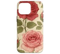 Motif Rose Rouge Vintage avec Motif Floral Coque pour iPhone 16 Pro Max