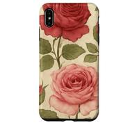 Motif Rose Rouge Vintage avec Motif Floral Coque pour iPhone XS Max