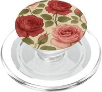 Motif Rose Rouge Vintage avec Motif Floral PopSockets PopGrip pour MagSafe