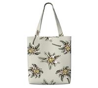 Motif sans couture avec edelweiss coloré dessiné à la main，Sacs d'épicerie réutilisables, sacs fourre-tout de grande capacité, sac à bandoulière en toile