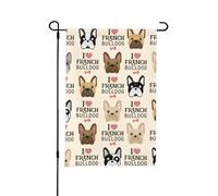 Motif sans couture de bouledogue français de style vintage,Drapeau de jardin décoratif double face pour intérieur et extérieur, 30 x 45 cm