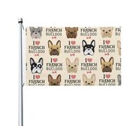 Motif sans couture de bouledogue français, drapeau de jardin double face en polyester style vintage, 152 x 91 cm avec œillets