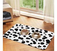 Motif sans Couture de Chien Dalmatien ou Peau de Vache,Tapis d'alimentation pour Animaux de Compagnie, Sets de Table en Cuir PU pour Chats et Chiens,30x45cm