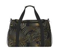 Motif sans Couture de Feuilles de Palmier dorées Tropicales Exotiques de la Jungle,Sacs de Sport, Sacs de Voyage bandoulière pour Le Sport, Sacs de Voyage Grande capacité pour Femmes et Hommes