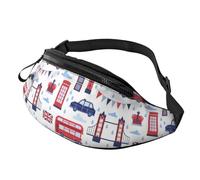 Motif Sans Couture Des Monuments De Londres Sac Banane Polyvalent Sac À Bandoulière Léger Sacoche Ceinture Pour Jogging Course À Pied Sorties 14X35Cm