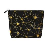 Motif sans Couture du réseau d'étoiles Noires et dorées,Trousse de Toilette de Voyage Portable, Imitation Lin, en Lin.