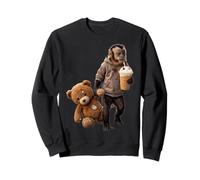 Motif Singe avec Ourson et café glacé Sweatshirt