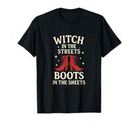 Motif sorcière dans Les Rues Bottes dans Les draps T-Shirt