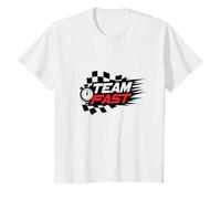 Motif Speedway des passionnés de Course Rapide de l'équipe T-Shirt, Enfant, Blanc, 12 Ans
