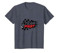Motif Speedway des passionnés de Course Rapide de l'équipe T-Shirt, Enfant, Bleu Chiné, 4 Ans
