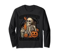Motif Squelette Amusant en Attente d'halloween Manche Longue
