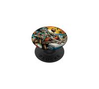 Motif Squelette de Plage Amusant et Tropical, Coucher de Soleil PopSockets PopGrip Adhésif