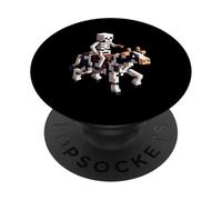 Motif Squelette de Vache chevauchante dans Le Style Pixel Art Block PopSockets PopGrip Adhésif
