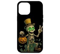Motif Squelette Effrayant d'halloween Amusant aux Yeux Verts Citrouille Coque pour iPhone 12 Pro Max