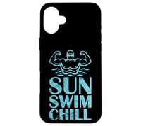 Motif Sun Swim Chill Beach Swimmer Coque pour iPhone 16 Plus