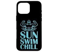 Motif Sun Swim Chill Beach Swimmer Coque pour iPhone 16 Pro Max