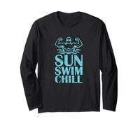 Motif Sun Swim Chill Beach Swimmer Manche Longue