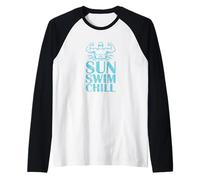 Motif Sun Swim Chill Beach Swimmer Manche Raglan